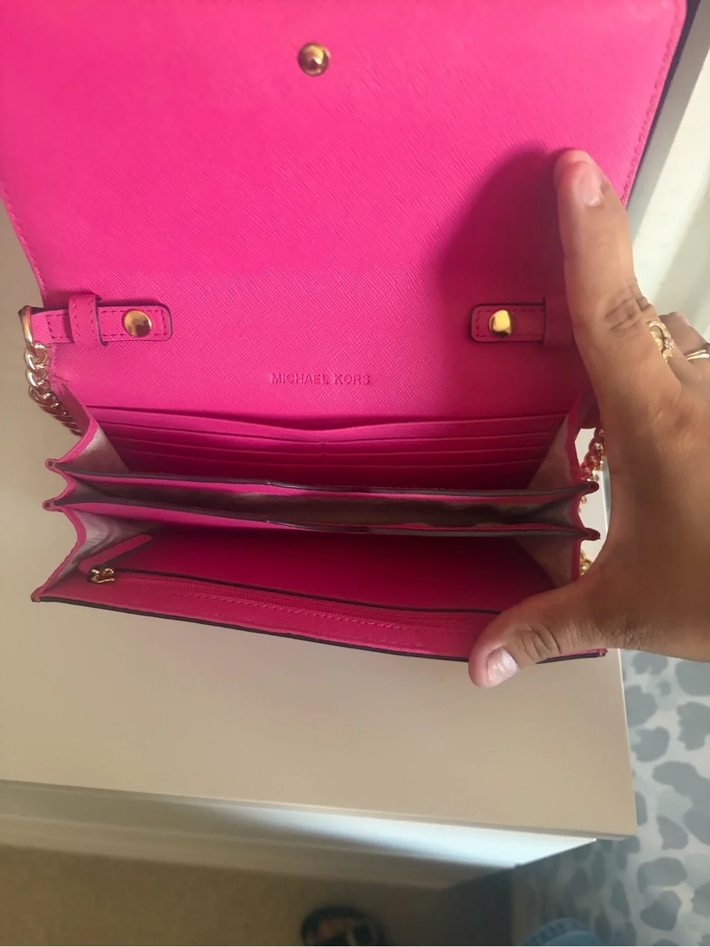 Michael Kors Pink Floral Chain Crossbody - Picture 4 of 4